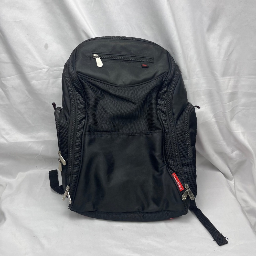 Fisher Price Diaper Bag Travel Organizer Black Red Geometric Backpack